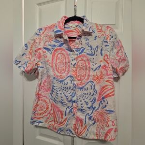 Lilly Pulitzer Pink and Blue Print Shirt